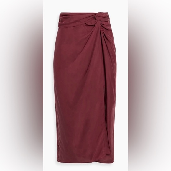RAG & BONE Amber twist-front silk crepe de chine midi skirt - Picture 2 of 11